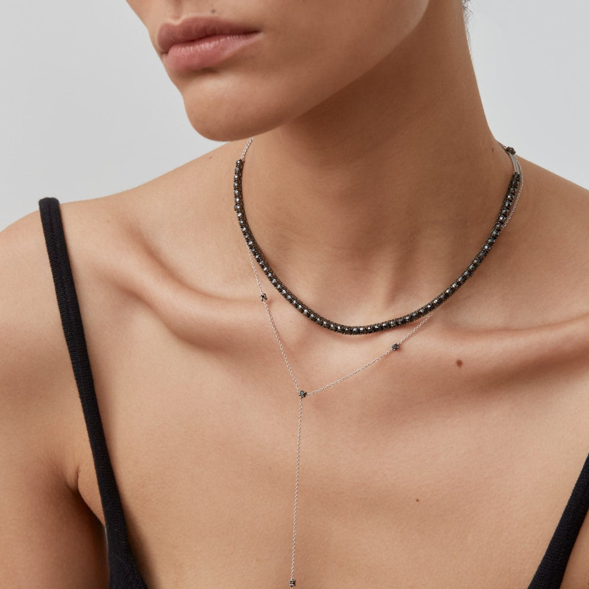 RIVIERA Black Diamond tennis necklace 11.7ct