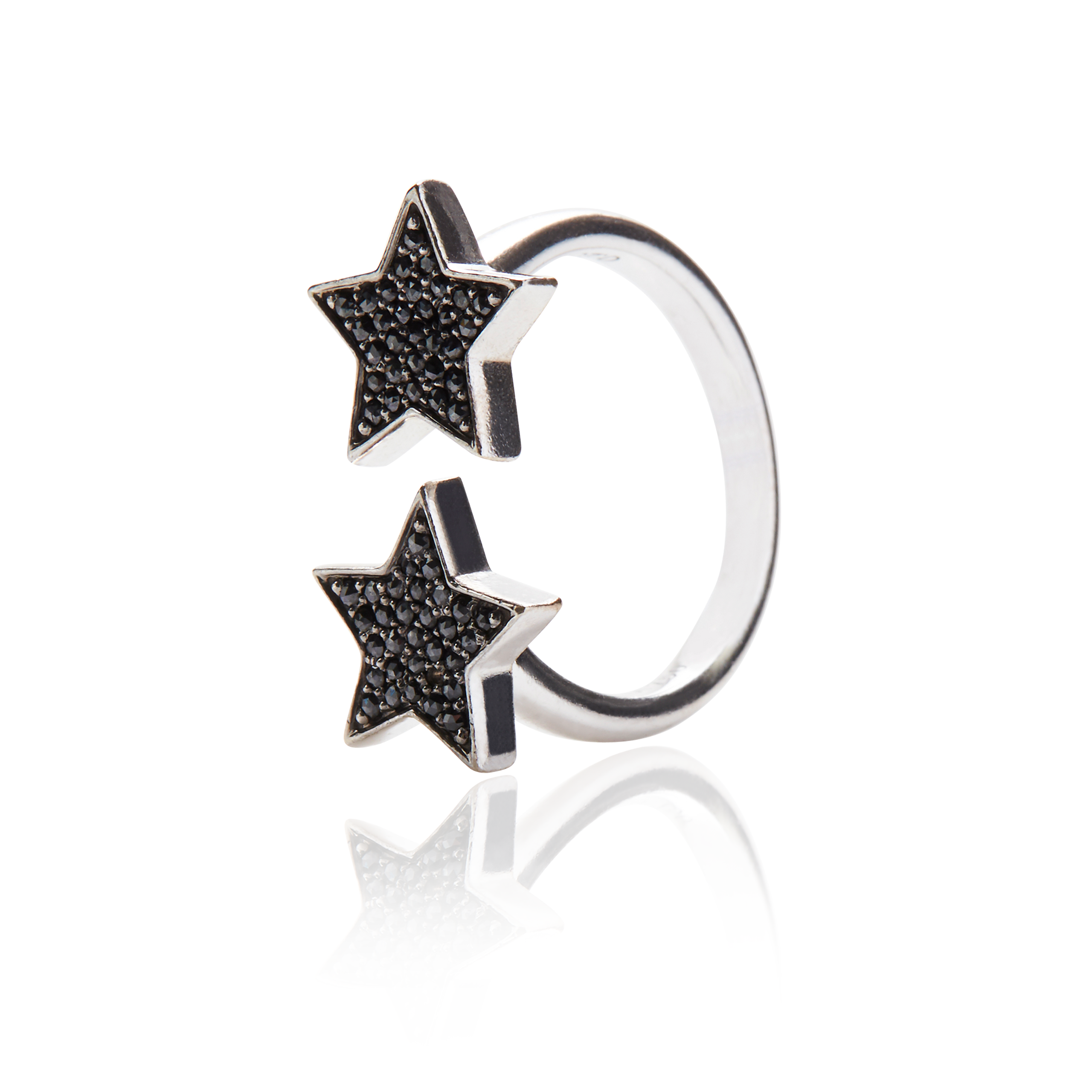 STASIA Two Star Black Diamond Ring