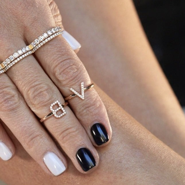 ID Initial Diamond Ring