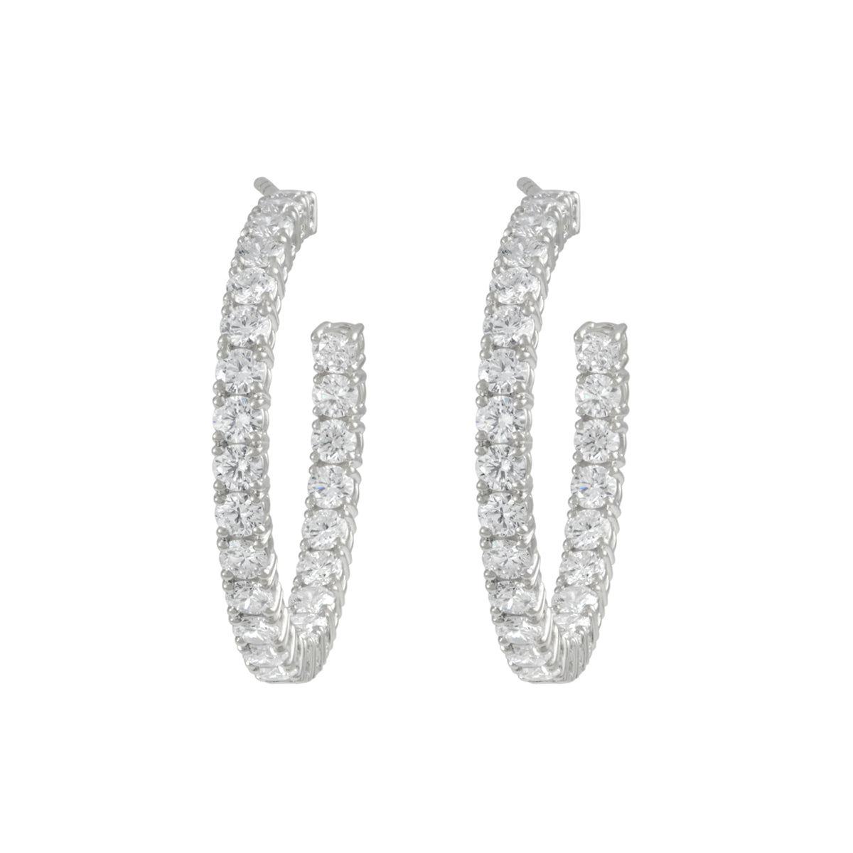 RIVIERA Midi Diamond Hoop Earrings Pair