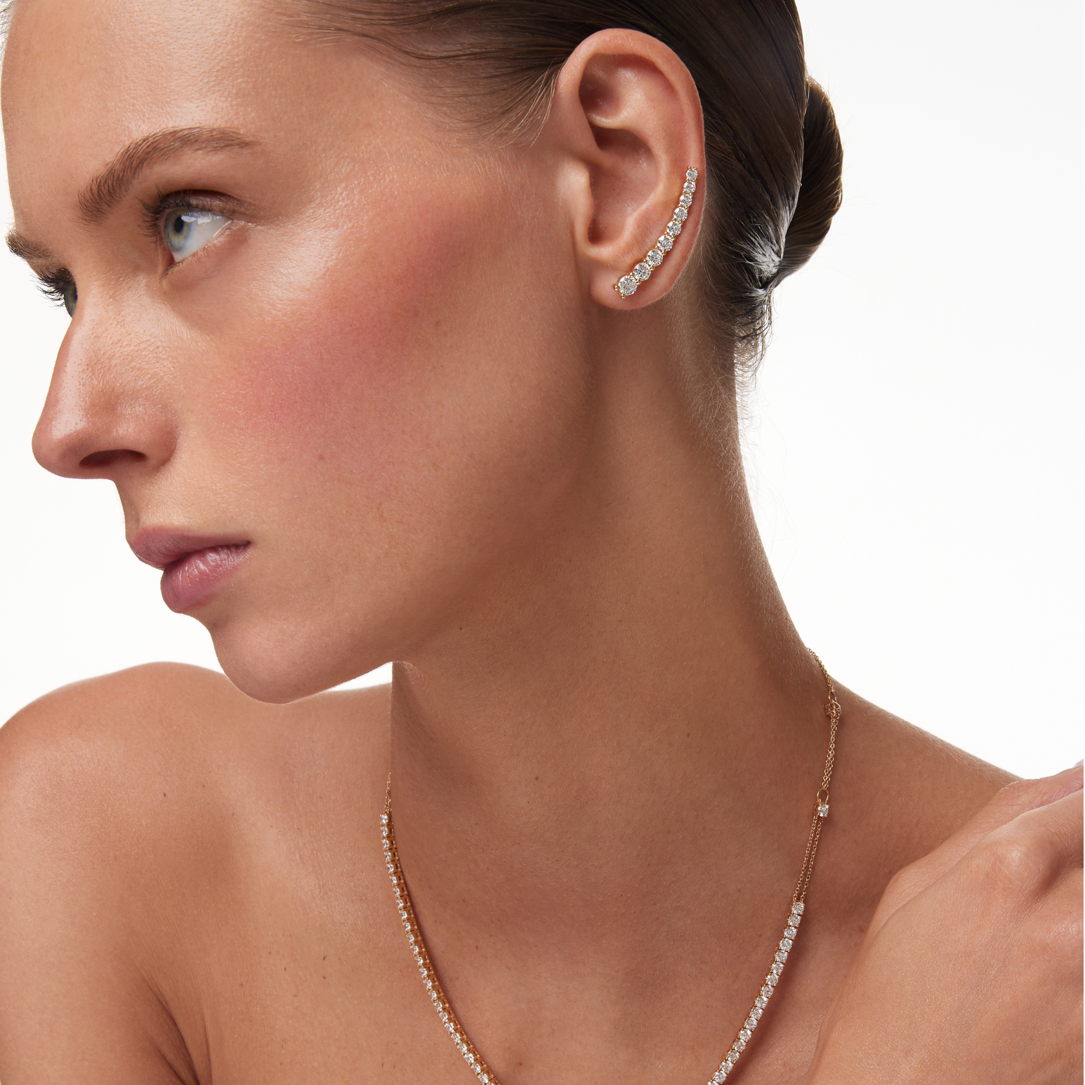 DASHA Large Diamond Ear Cuff Single