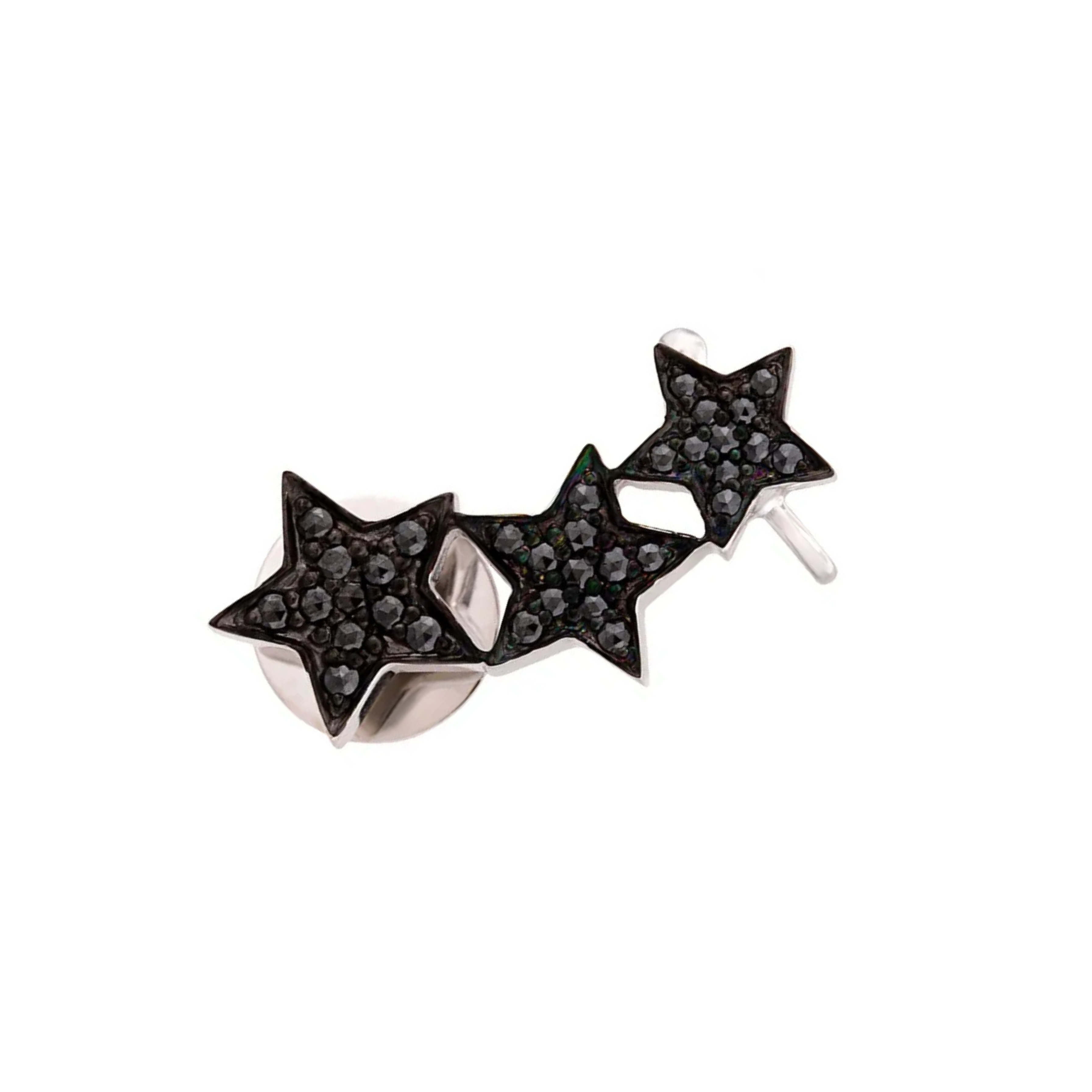 STASIA Triple Star Black Diamond Ear Cuff Single