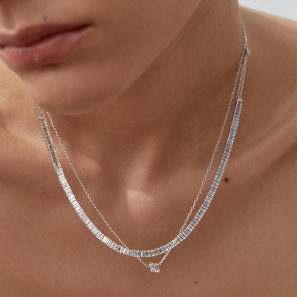 AURORA Baguette Diamond Tennis Necklace 6ct