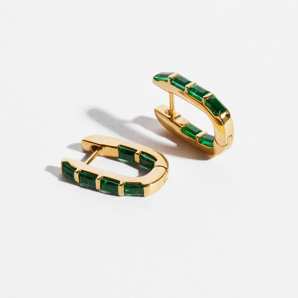 LINKA Grande Baguette Emerald Earrings Pair