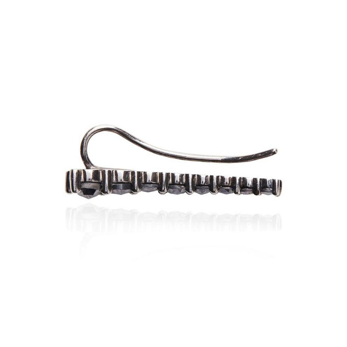 DASHA Medium Black Diamond Ear Cuff Single