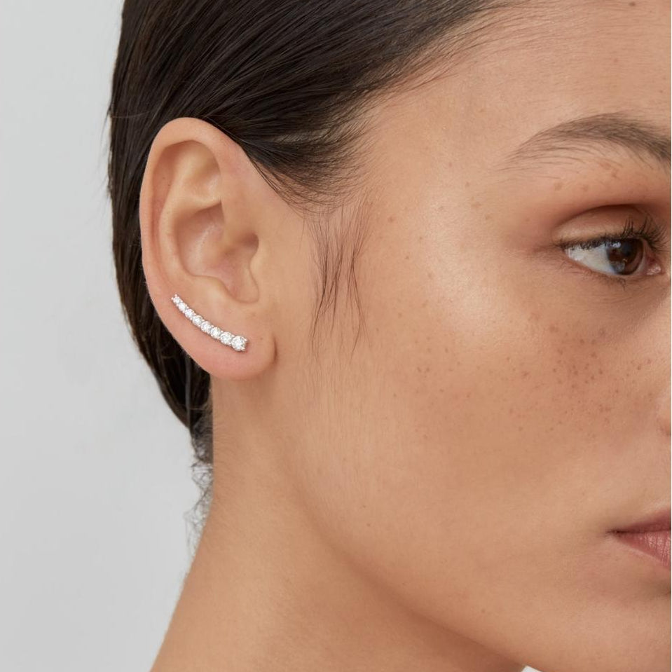 DASHA Medium Diamond Ear Cuff Single