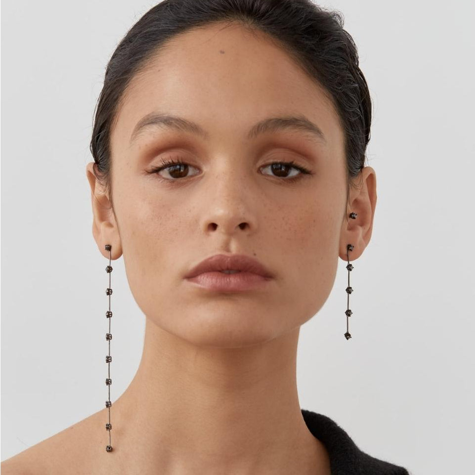 NATALIA Black Diamond Midi Drop Earring Single